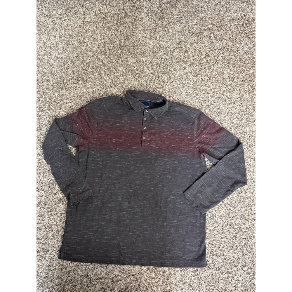Tommy Bahama Men Size XLarge Brown Long Sleeve Polo Shirt